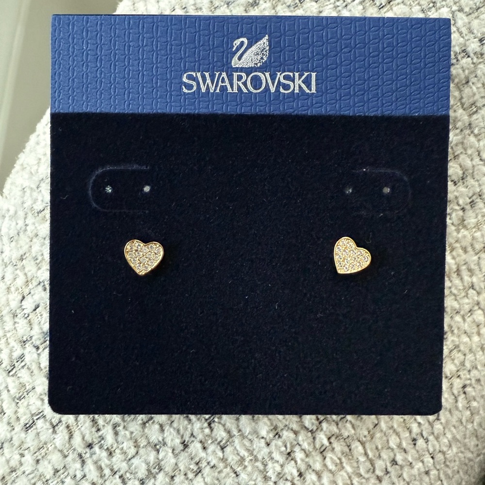 Swarovski Gold Heart Stud Earrings